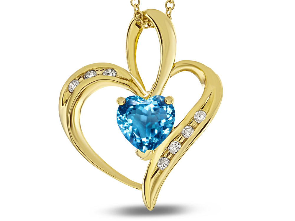 Star K™ Heart Shape 6mm Genuine Blue Topaz Pendant Necklace