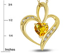 Star K™ Heart Shape 6mm Genuine Citrine Pendant Necklace