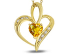 Star K™ Heart Shape 6mm Genuine Citrine Pendant Necklace