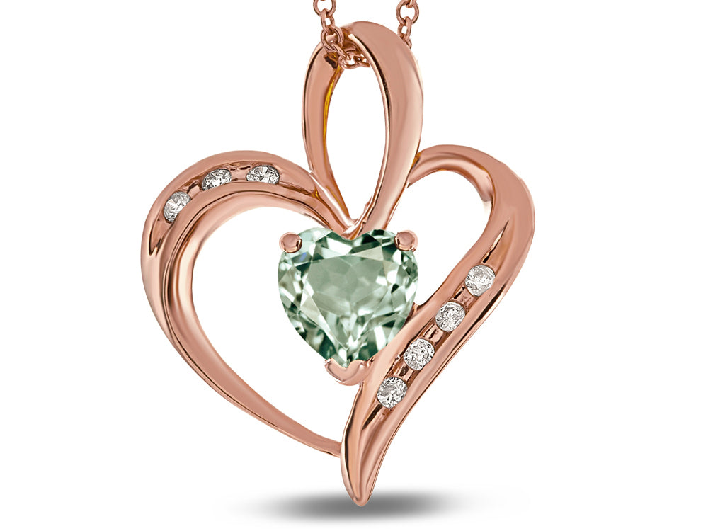Star K™ Heart Shape 6mm Genuine Green Amethyst Pendant Necklace