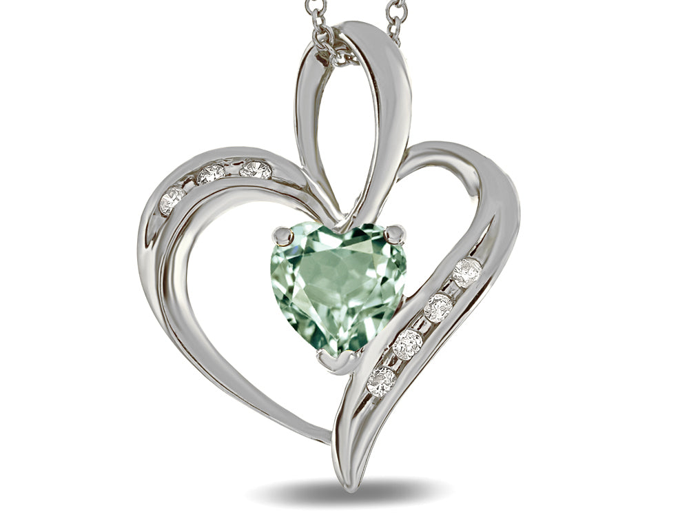Star K™ Heart Shape 6mm Genuine Green Amethyst Pendant Necklace
