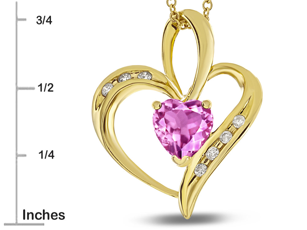 Star K™ Heart Shape 6mm Created Pink Sapphire Pendant Necklace