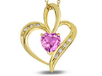 Star K™ Heart Shape 6mm Created Pink Sapphire Pendant Necklace