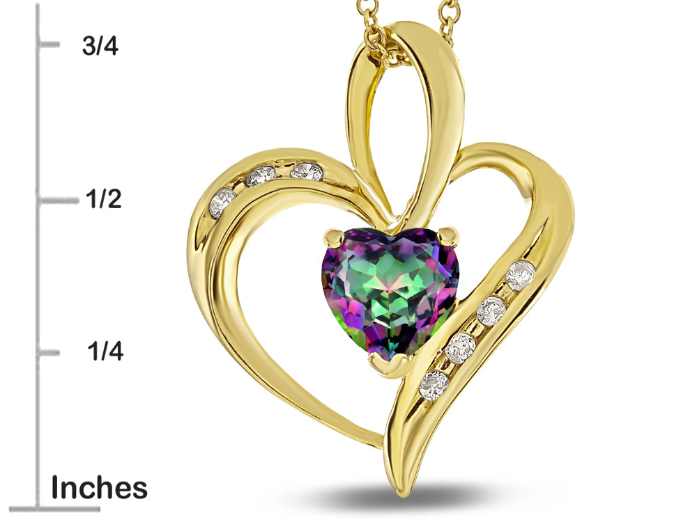 Star K™ Heart Shape 6mm Mystic Rainbow Topaz Pendant Necklace