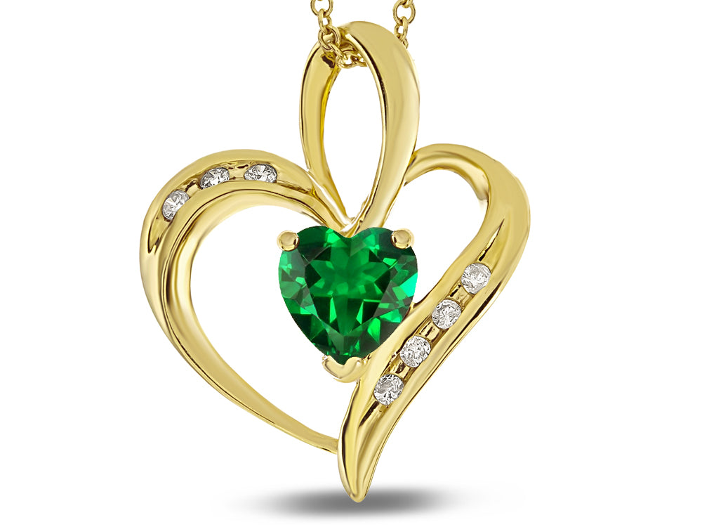 Star K™ Heart Shape 6mm Simulated Emerald Pendant Necklace
