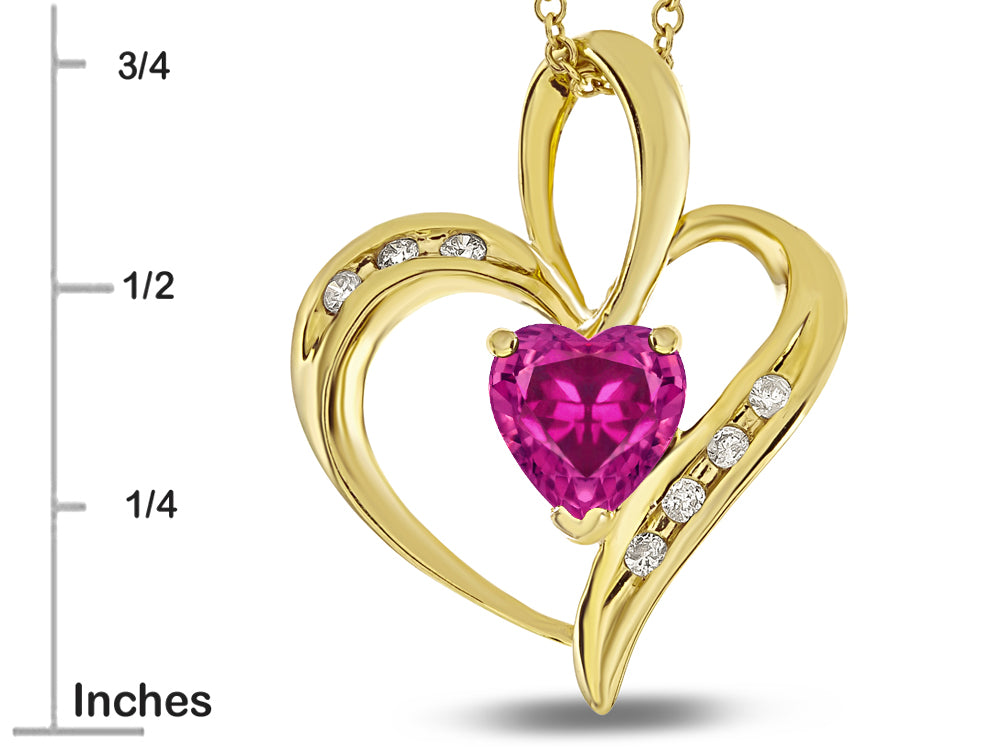 Star K™ Heart Shape 6mm Simulated Pink Tourmaline Pendant Necklace
