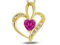 Star K™ Heart Shape 6mm Simulated Pink Tourmaline Pendant Necklace