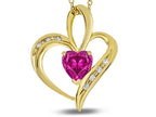 Star K™ Heart Shape 6mm Simulated Pink Tourmaline Pendant Necklace