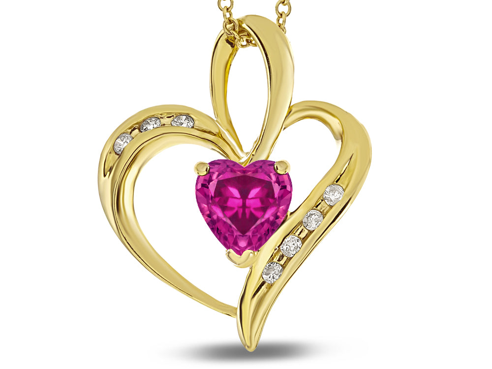Star K™ Heart Shape 6mm Simulated Pink Tourmaline Pendant Necklace