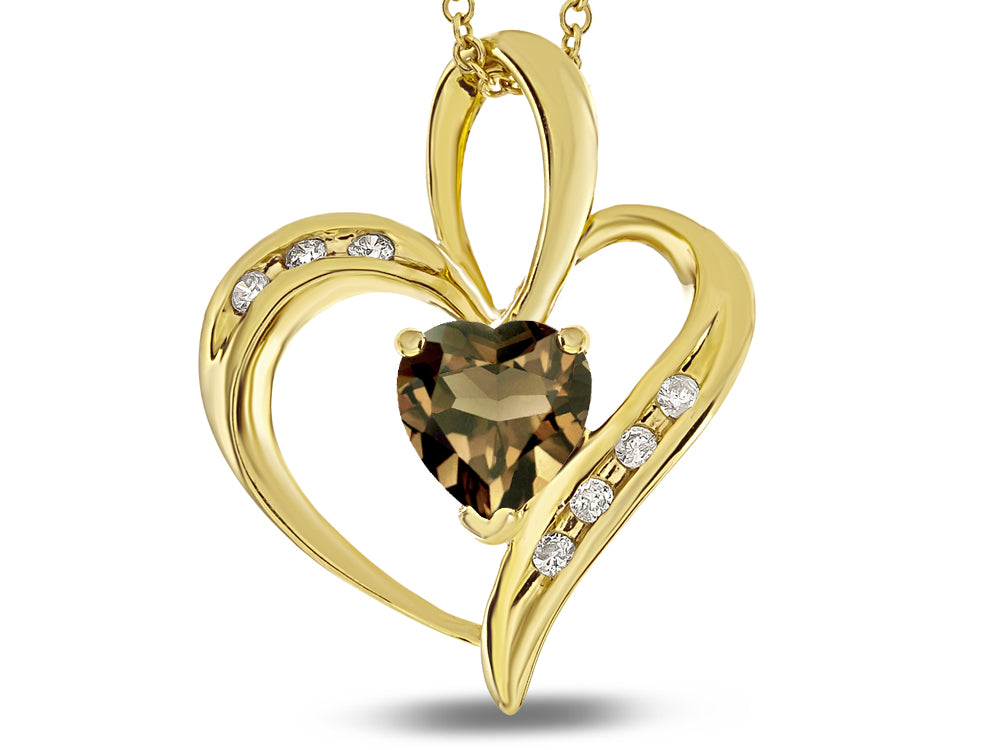 Star K™ Heart Shape 6mm Smoky Quartz Pendant Necklace