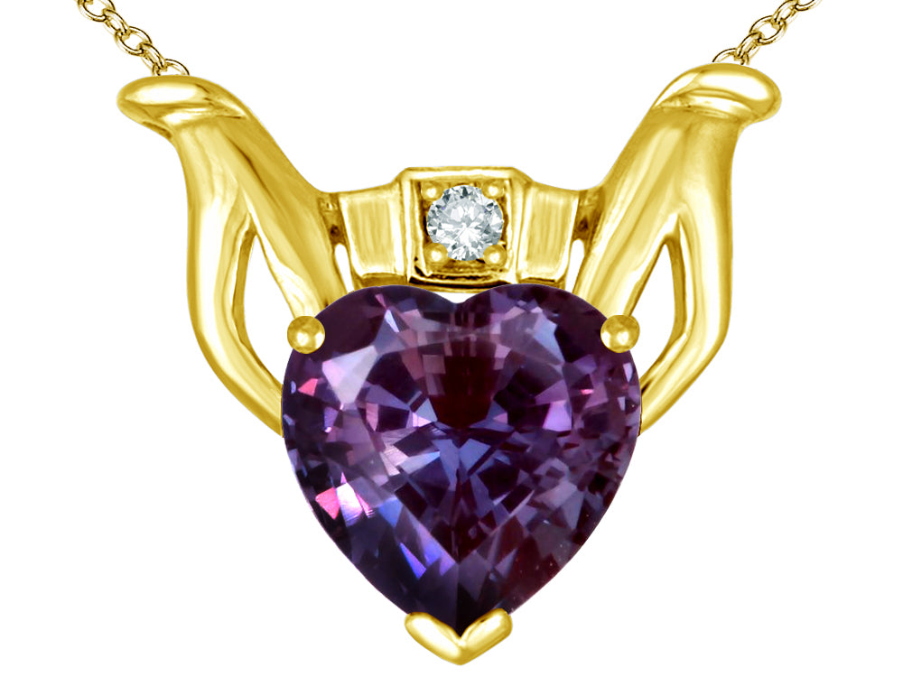 Star K™ Claddagh Love Pendant Necklace With 8mm Heart Simulated Alexandrite