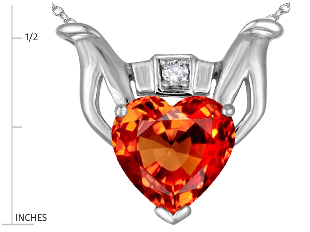 Star K™ Claddagh Love Pendant Necklace With 8mm Heart Simulated Mexican Fire Opal