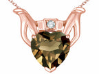 Star K™ Claddagh Love Pendant Necklace With 8mm Heart Smoky Quartz