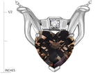 Star K™ Claddagh Love Pendant Necklace With 8mm Heart Smoky Quartz