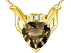 Star K™ Claddagh Love Pendant Necklace With 8mm Heart Smoky Quartz