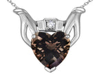Star K™ Claddagh Love Pendant Necklace With 8mm Heart Smoky Quartz