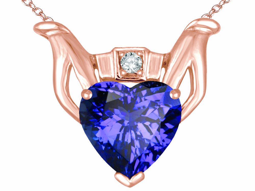 Star K™ Claddagh Love Pendant Necklace With 8mm Heart Simulated Tanzanite