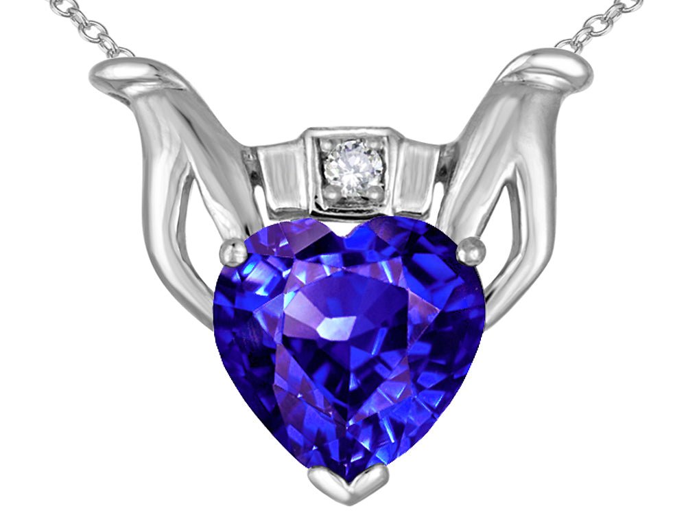 Star K™ Claddagh Love Pendant Necklace With 8mm Heart Simulated Tanzanite