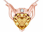 Star K™ Claddagh Love Pendant Necklace With 8mm Heart Simulated Imperial Yellow Topaz