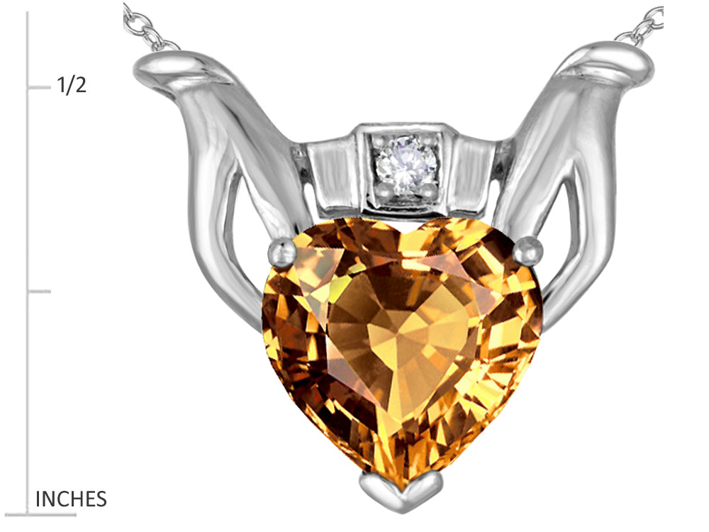 Star K™ Claddagh Love Pendant Necklace With 8mm Heart Simulated Imperial Yellow Topaz