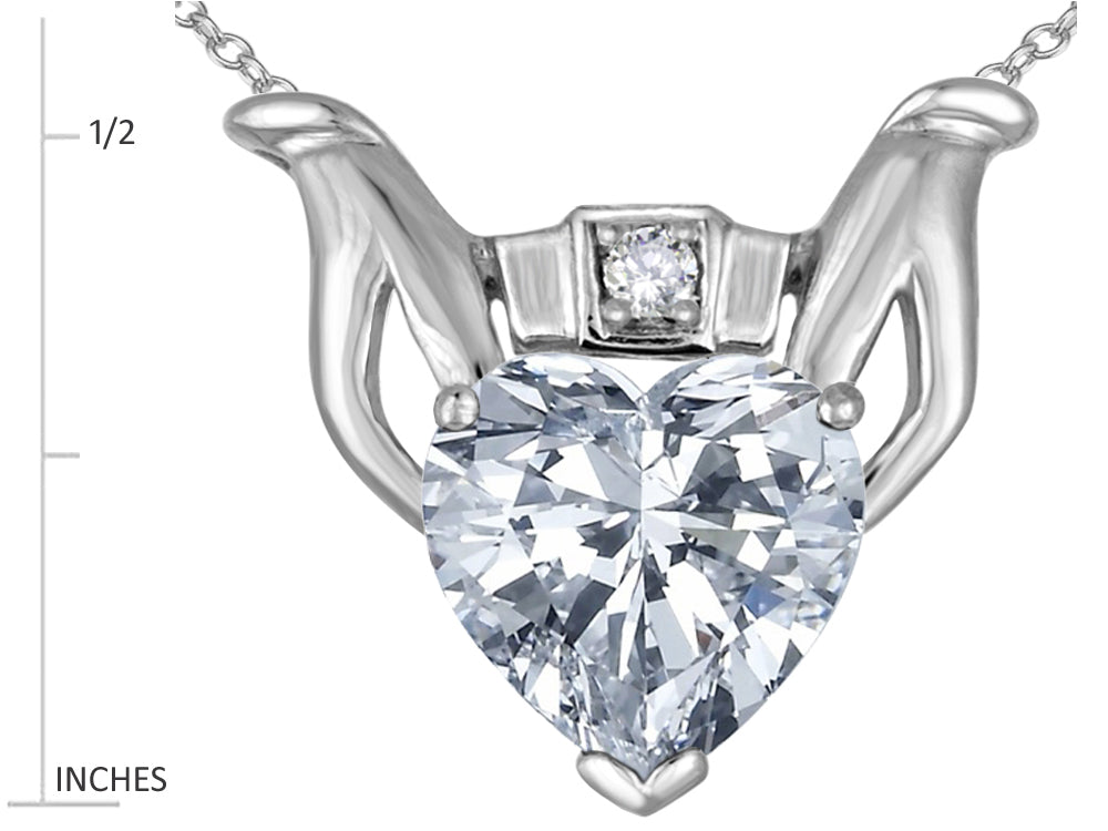 Star K™ Claddagh Love Pendant Necklace With 8mm Heart White Topaz