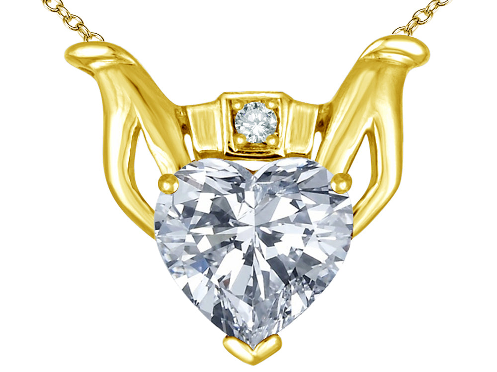 Star K™ Claddagh Love Pendant Necklace With 8mm Heart White Topaz