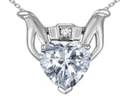 Star K™ Claddagh Love Pendant Necklace With 8mm Heart White Topaz