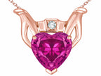 Star K™ Claddagh Love Pendant Necklace With 8mm Heart Simulated Pink Tourmaline