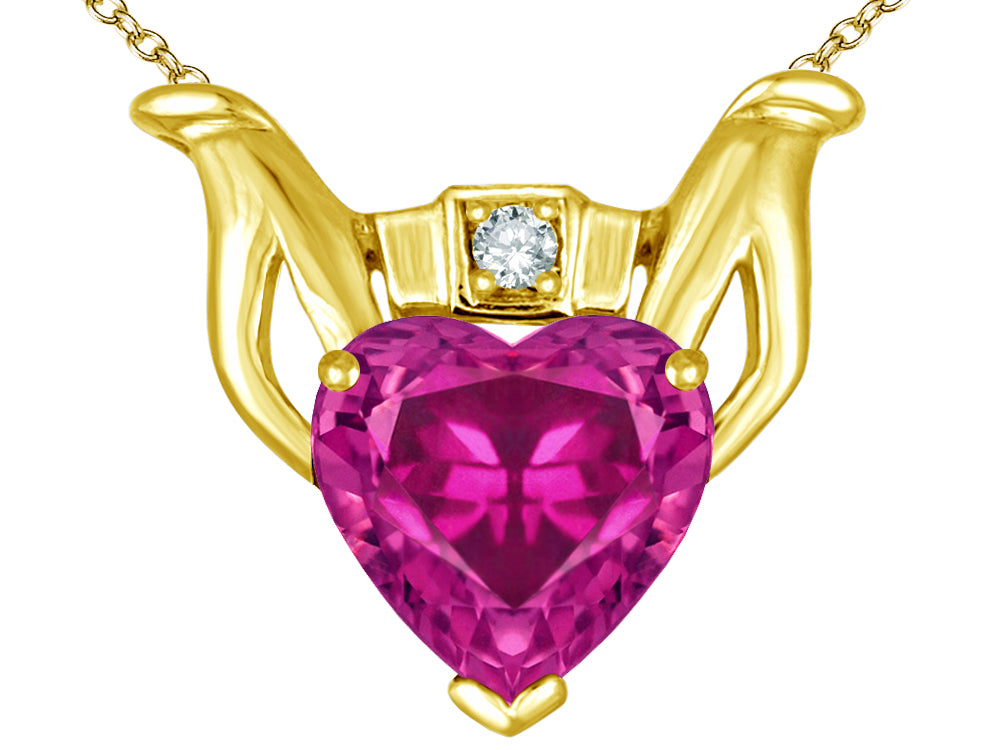 Star K™ Claddagh Love Pendant Necklace With 8mm Heart Simulated Pink Tourmaline