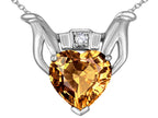 Star K™ Claddagh Love Pendant Necklace With 8mm Heart Simulated Imperial Yellow Topaz