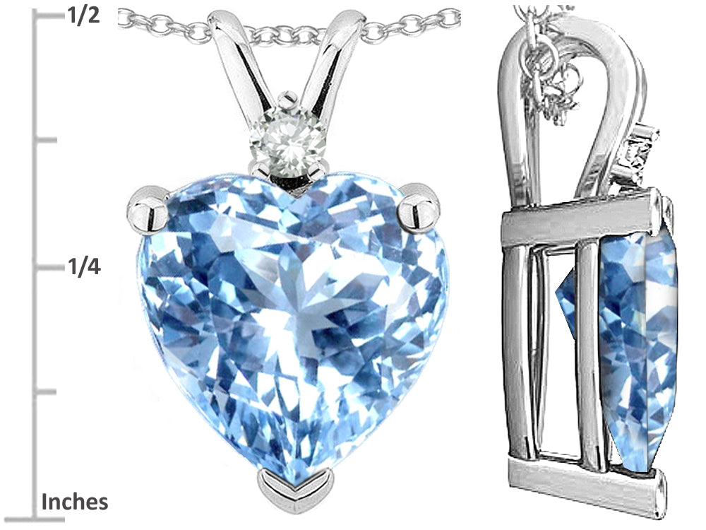 Star K™ 8mm Light Sky Blue Topaz Heart Pendant Necklace