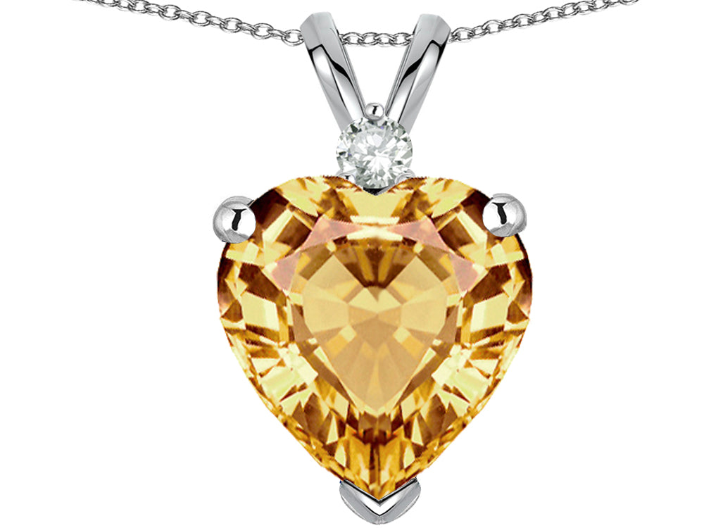 Star K™ 8mm Simulated Imperial Yellow Topaz Heart Pendant Necklace