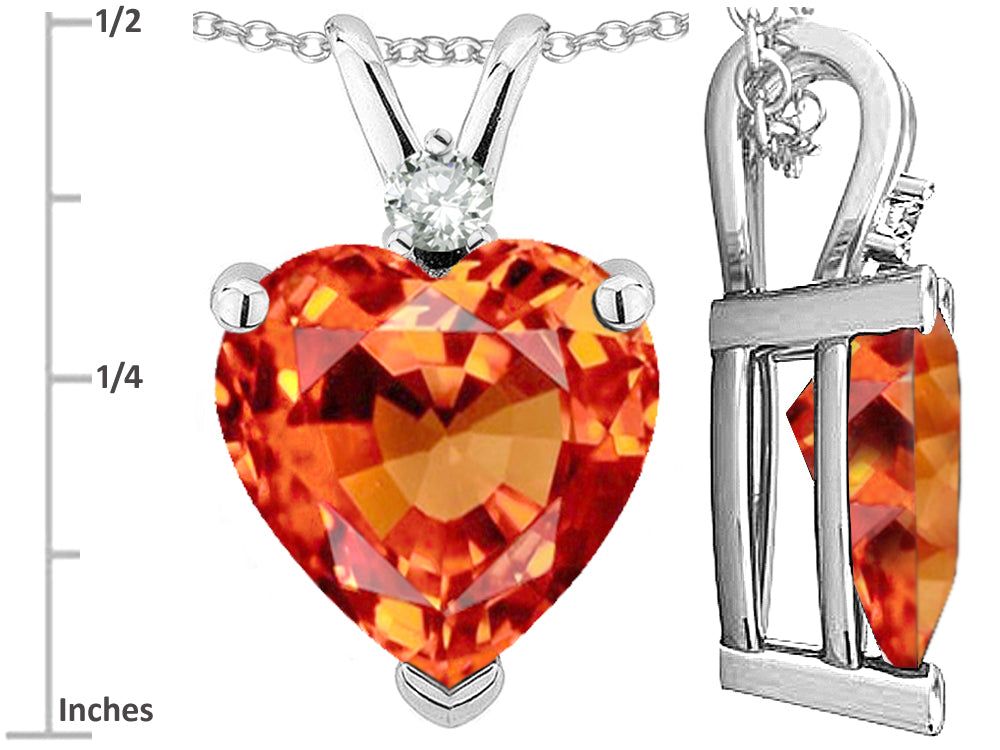 Star K™ 8mm Simulated Meixcan Fire Opal Heart Pendant Necklace