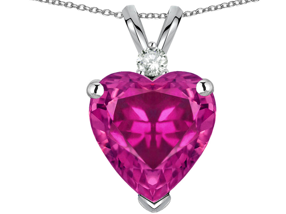 Star K™ 8mm Simulated Pink Tourmaline Heart Pendant Necklace