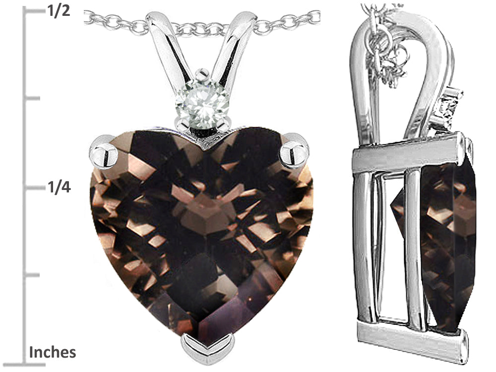 Star K™ 8mm Genuine Smoky Quartz Heart Pendant Necklace