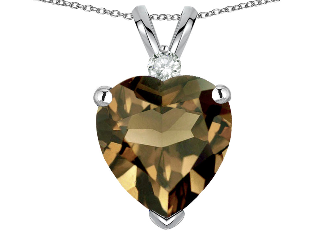 Star K™ 8mm Genuine Smoky Quartz Heart Pendant Necklace