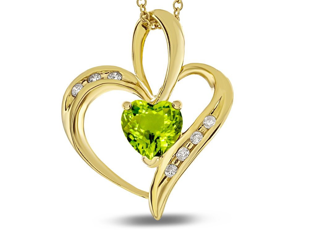 Star K™ Heart Shape 6mm Genuine Peridot Pendant Necklace
