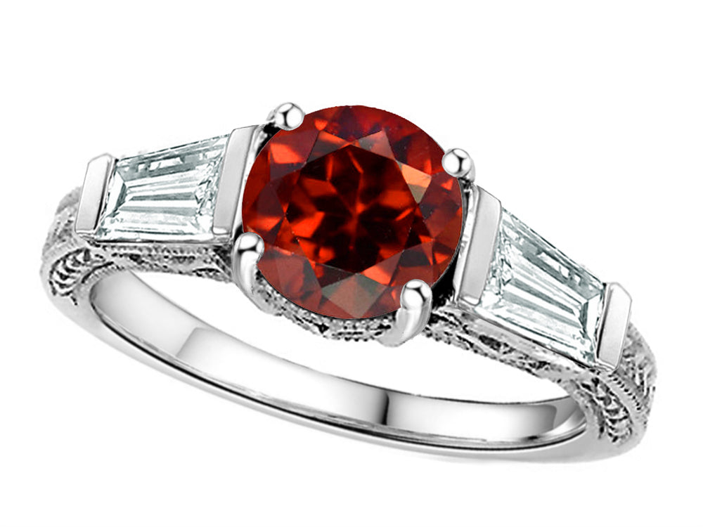 Star K™ Round 7mm Simulated Garnet Engagement Ring