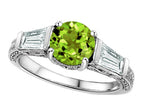 Star K Round 7mm Simulated Peridot and Cubic Zirconia Engagement Ring