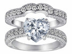 Star K™ 8mm Heart Shape Genuine White Topaz Wedding Set