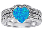 Star K™ 8mm Heart Shape Created Blue Opal Wedding Set