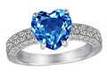 Star K 8mm Heart Shape Simulated Blue Topaz Ring
