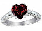 Star K 8mm Heart Shape Genuine Garnet Ring