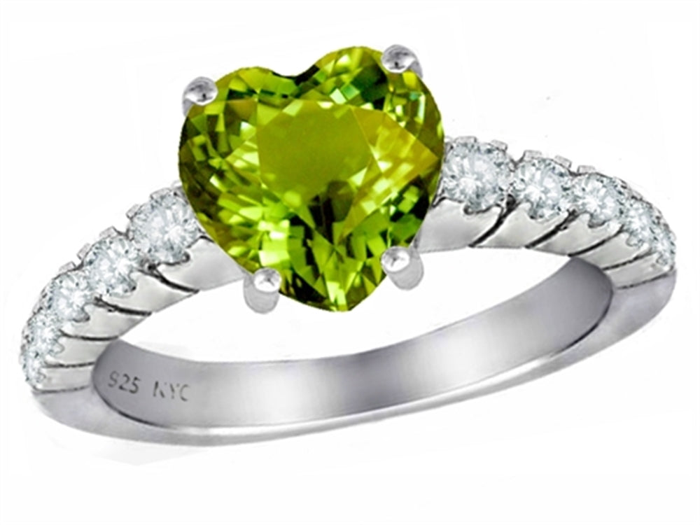 Star K Genuine 8mm Heart Shape Peridot Ring