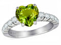 Star K Genuine 8mm Heart Shape Peridot Ring