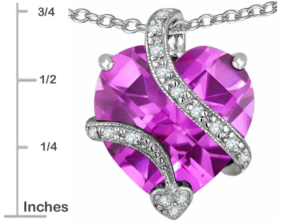 Star K™ Large 15mm Heart Shape Created Light Pink Sapphire Love Pendant Necklace