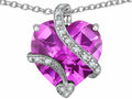 Star K™ Large 15mm Heart Shape Created Light Pink Sapphire Love Pendant Necklace