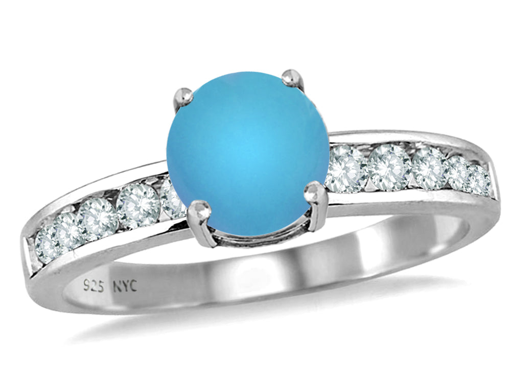 Star K Round 7mm Simulated Turquoise Ring