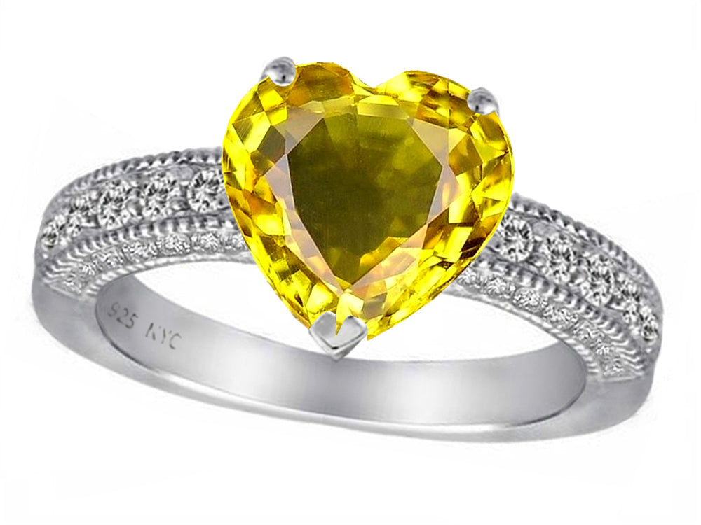 Star K 8mm Heart Shape Simulated Citrine Ring
