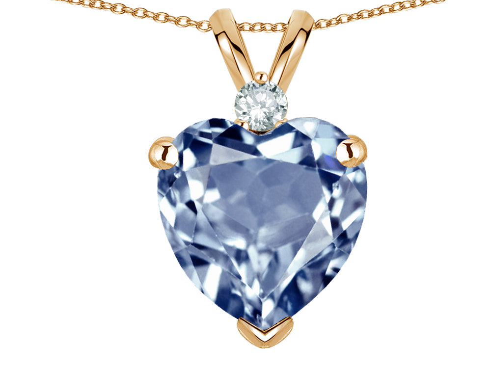 Star K™ 8mm Simulated Aquamarine Heart Pendant Necklace